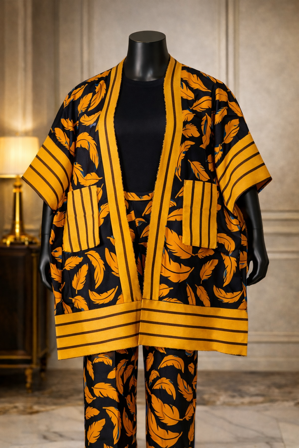 Ankara Kimono Set (Feather Print)