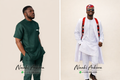 Emerald Classic Senator Set/Royal White Agbada Set with Ankara Accent