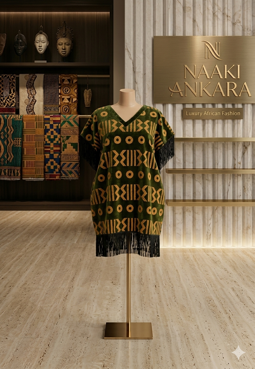 The Naaki Luxe Fringe Tunic – Army Green & Gold
