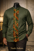 Army Green Kente Accent Shirt