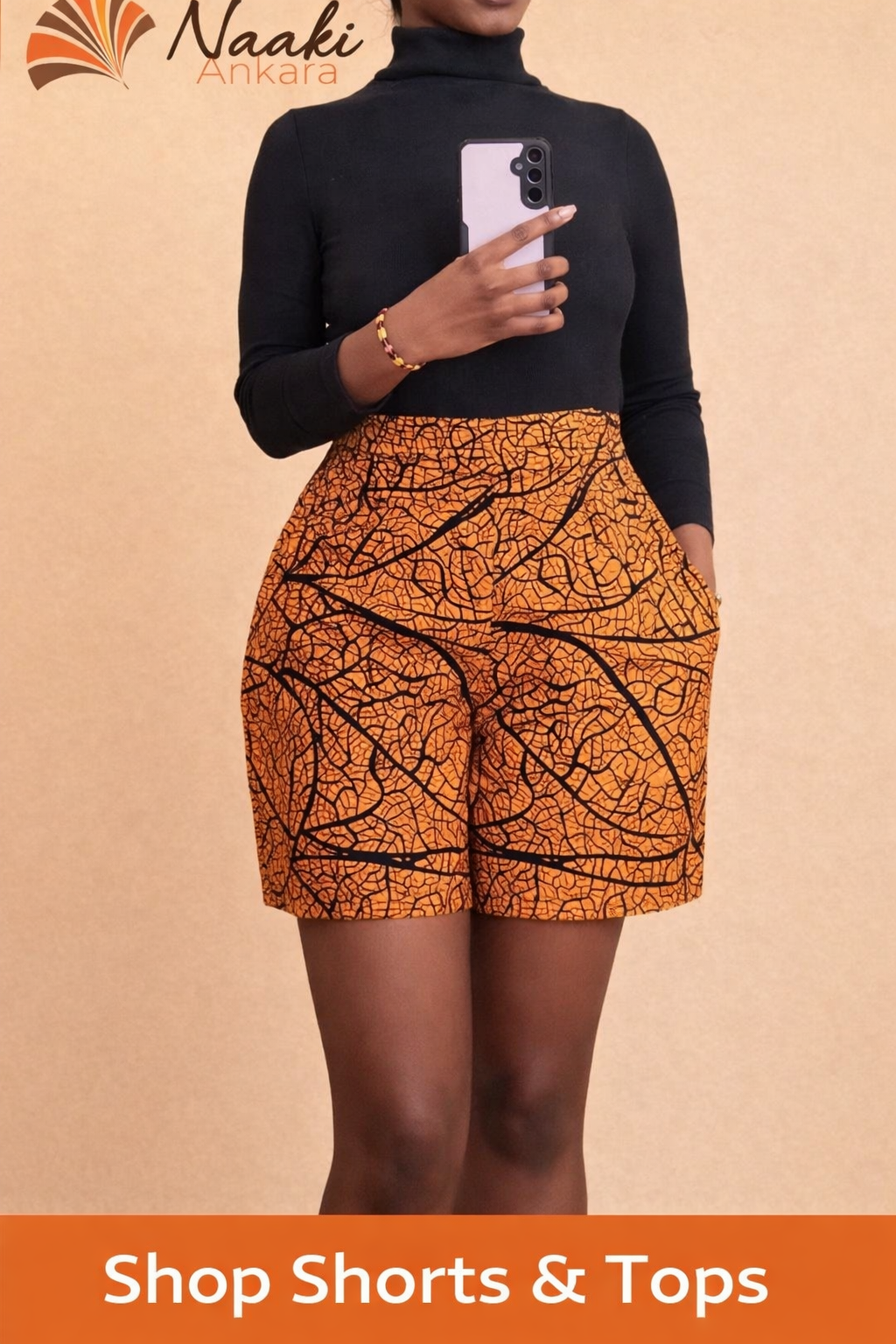 Naaki Ankara High-Waist Statement Shorts