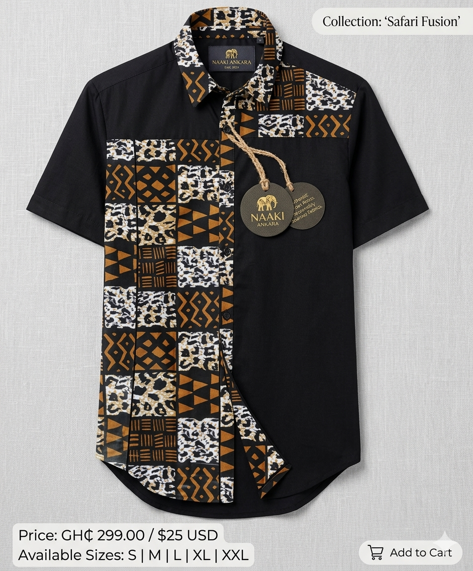 The 'Safari Fusion' Patchwork Ankara Shirt