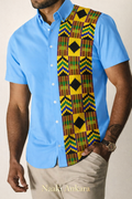 Sky Blue Kente Accent Shirt