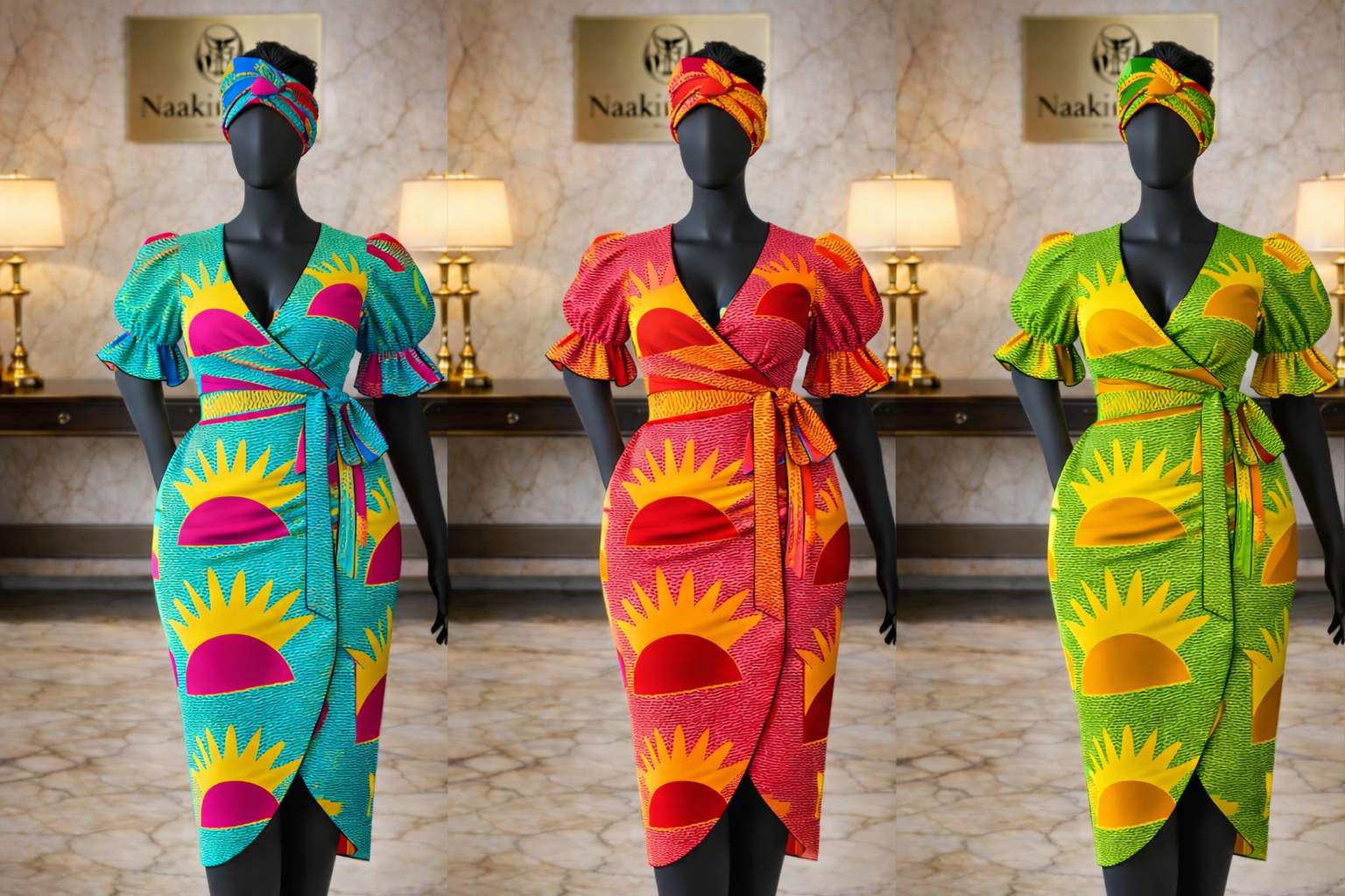 Vibrant Wrap Ntoma Midi Dress